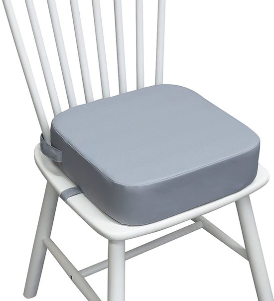 Zitverhoger voor Kinderen - Kinderzitje - Zitverhoger - 34x34x9Cm - Wasbaar - Demonteerbaar - met 2 Veiligheidsgespen - antislip stoelverhoging - Kinderstoelkussen - Voor kleine kinderen, eetkamerstoel, verhoging pad, eetkamer - Lichtgrijs van Merkloos