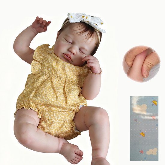 zkoo Reborn Baby Girl Pop - Realistische babypoppen van 48 cm - Volledig vinyl lichaam van zkoo