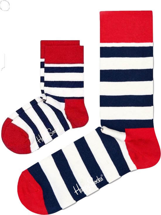 Zo Vader Zo Zoon/Dochter sokken Big Stripes Blue | Maat: Vader 41 - 46 | Kind 2 - 3 jaar van Happy Socks