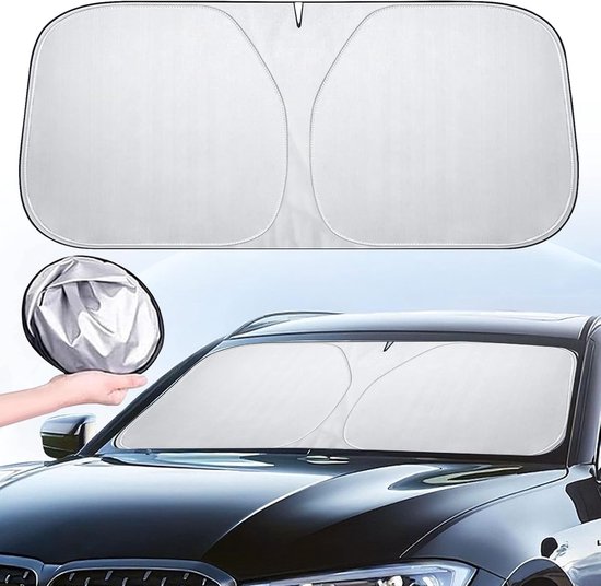 Zonneklep UV-bescherming, 142 × 80 cm, voorruit, opvouwbaar, voor binnen, auto, SUV, vrachtwagen, warmte-isolerende afdekking (L)