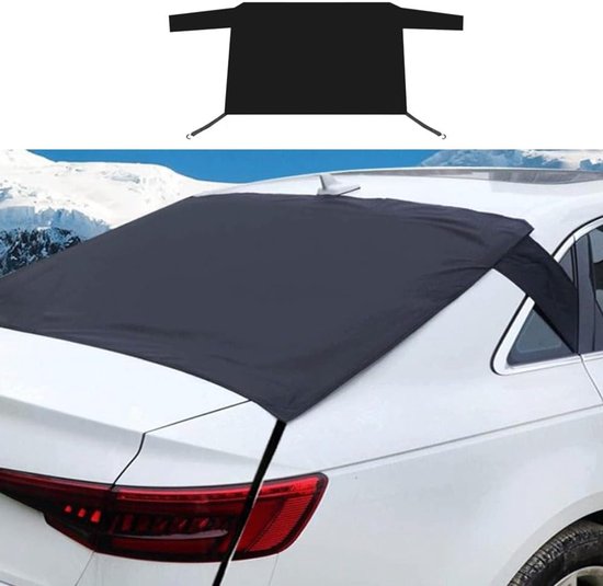Zonnescherm Auto - 140 x 80 cm - Voorruitafdekking Met haak - Vriesdeken Auto - Sneeuw hoes - Vorsthoes - Voorruithoes - Zonwering Voorruit Raam - Voorruitbescherming - Voor meeste auto's en SUV's - Zwart
