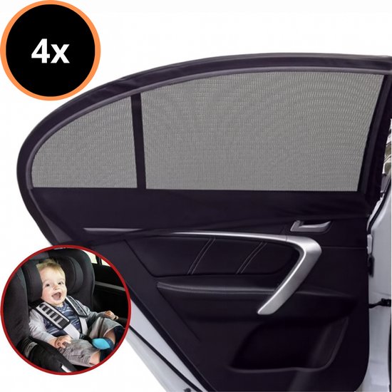 Zonnescherm Auto – 4 Stuks (Voor- en achterdeur) – Universeel - Raamhoes van 110x50 cm - Lichtdoorlatend – Zonder Zuignappen – Over Deur Te Plaatsen - Voor Zijramen Auto - Kinderen & Baby van Merkloos