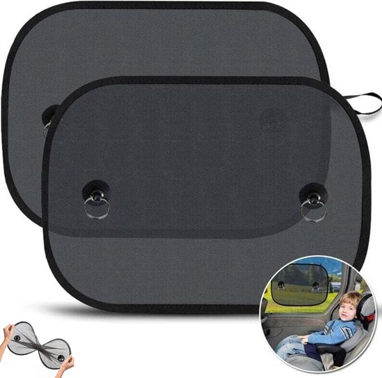 Zonnescherm Auto Baby 36*44cm - 2 Stuks - Zonnescherm Auto - Zonwering Auto - Zonwering Raam - Auto Zonnescherm - Zonnescherm Auto Zijruit - Uv Protectie Voor Baby En Kind - Zonwering Zijruiten - Met Zuignappen En Opbergtas - Zelfklevend - Zwart van Deyooxi