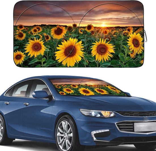 Zonnescherm Auto-Interessante zonnescherm voor de autoruit-Verminder de binnentemperatuur van de auto ter bescherming van het interieur - Geschikt voor SUV's, pick-up trucks en sedans-150x70CM van Merkloos