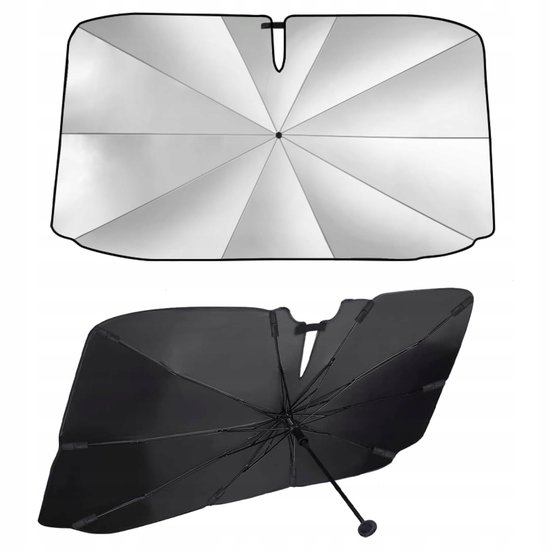 Zonnescherm Auto - Titanium Zonnescherm - 145x83cm - Zilver/zwart - 3-seconden Opvouwbaar - Beschermt het interieur - Voor Auto & SUV