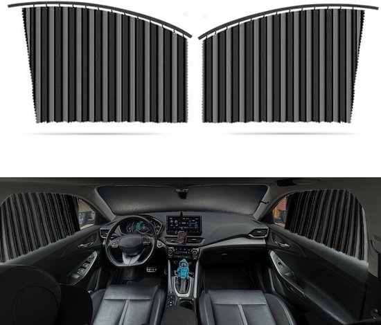 Zonnescherm Auto Zijruit - 2 Stuks - 80cm x 45cm - UV Protectie - Zonnescherm Auto Baby & Kind - Zonwering Auto - Zonwering Raam - Auto Zonnescherm - Zonwering Zijruiten - Bescherming Tegen de Zon en Houdt Koel - Auto Accessoires - Zwart van Merkloos