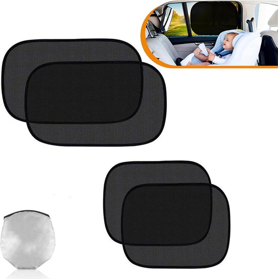 Zonnescherm Auto - Zonnescherm Auto Zijraam - 1 Paar 50 x 30 Cm En 1 Paar 44 x 38 Cm - Zonnescherm Auto Baby - Elektrostatische Adsorptie - Privacybescherming - Zonwering Auto - Uv Protectie - Zijruit - Veilig Rijden - Met Opbergtas - Zwart van $