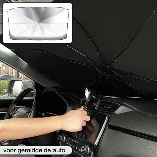 Zonnescherm / autoparaplu - Binnenkant Voorruit Auto - Opvouwbaar - Hitte en UV bescherming - 142 x 80 cm van Dunlop