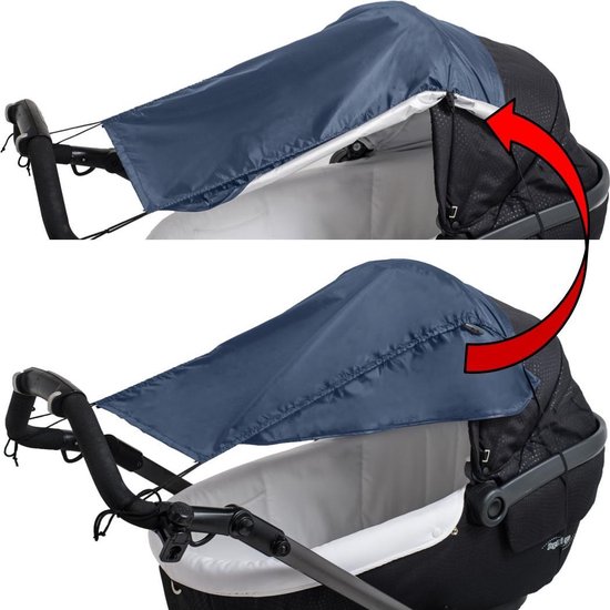 Zonnescherm kinderwagen & buggy - Zonnedoek met zijbescherming – Donkerblauw van Deryan