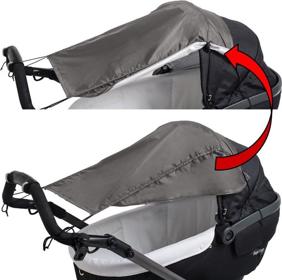 Zonnescherm kinderwagen & buggy - Zonnedoek met zijbescherming - Grijs van Deryan
