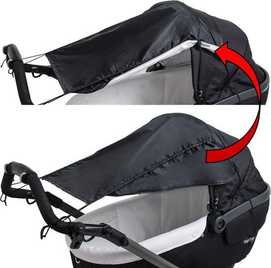 Zonnescherm kinderwagen & buggy - Zonnedoek met zijbescherming - Zwart van Deryan