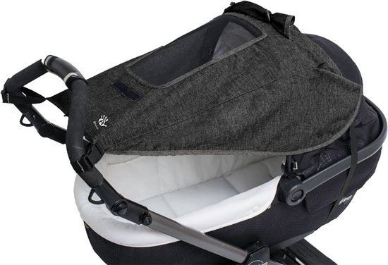Zonnescherm kinderwagen universeel - Zonnedoek met zijbescherming en kijkvenster - Donkergrijs Antraciet van Deryan