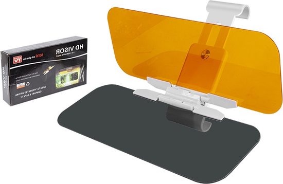 Zonnescherm Op Zonneklep voor de auto– knop intrekbare - 2-in-1 Auto zonneklep dag & nacht - Helder zicht tijdens het autorijden – Bescherming tegen zon & felle koplampen – Auto zonwering - UV bescherming –zonwering met instelknop, anti-uv-dimbaar van Valeno