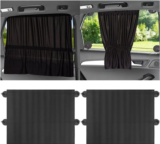 Zonnescherm voor babyauto's - 2 stuks - 65 x 50 cm - Isolerend gordijn voor auto-interieur - Autozijramen - voor zonwering, privacy, bescherming van passagiers, kinderen en huisdieren - zwart van Merkloos