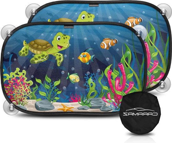 Zonnescherm voor in de auto met UV-bescherming 48 x 30 cm - Bescherming tegen zon en hitte - Kinder Zonnescherm met zuignappen en draagtas - Zonnescherm van Merkloos