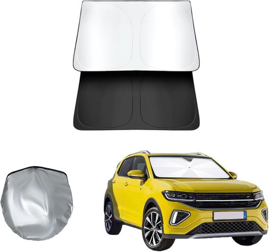 Zonnescherm voor VW T-Cross/R-Line/SE 2019-2025, met Opbergtas, UV-bescherming en Warmte-isolatie, Perfect voor Zomer en Winter