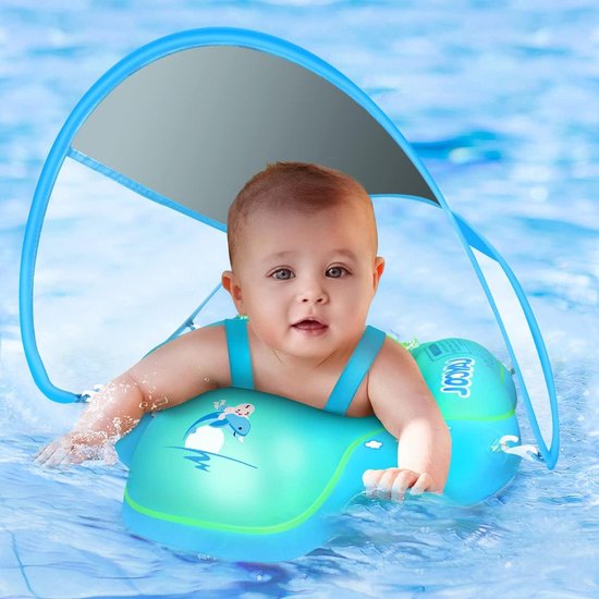 Zonnescherm zwemband zwemring zwembad zonder kantelen voor kinderen en baby's 3-36 maanden groen. baby zwembad van Luchild
