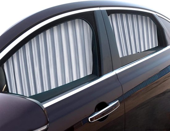 Zonneschermen zijruiten auto magnetisch autogordijn UV-stralen blokkeren privacy zilver - 2 stuks - Zonnescherm van Dunlop