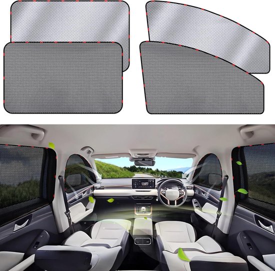 Zonwering auto baby - 4 stuks magnetische autoruiten zonwering - kinderen raam verduistering - inkijkbescherming zijruitgordijn - hittebescherming - uv-bescherming - auto-accessoires zonnescherm auto baby van DRESHOW