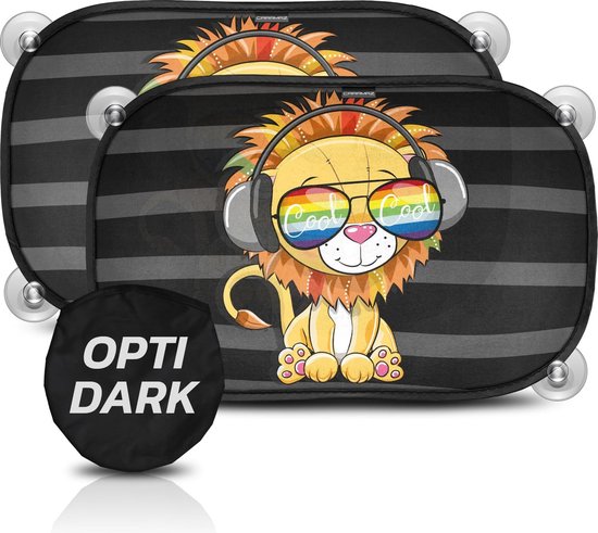Zonwering voor baby‘s in de auto, met uv-bescherming, zelfklevende zonnekleppen voor kinderen en huisdieren, extra donker, 2 stuks medium lion van $