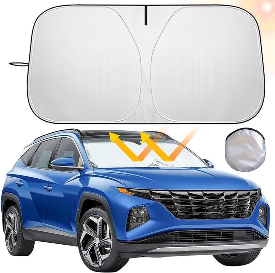Zonwering voor de auto, 145 x 80 cm, zonwering voor de auto, binnen achter, opvouwbaar, voor autoruiten, zonwering, voorruit, zonneklep, uv-bescherming voor voorruitafdekking van Achort