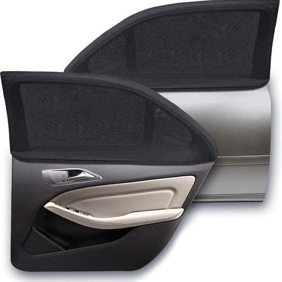 Zonwering voor in de auto met gecertificeerde UV-bescherming - universele zonneklep voor zijruiten - meshmateriaal beschermt passagiers kinderen en huisdieren - 2 stuks (XL) - autozonwering auto accessoires - Zonnescherm van Merkloos