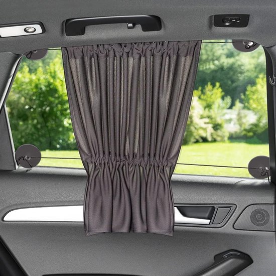 Zonwering voor in de auto; schuifgordijntje tegen de zon, de hitte en uv-straling; groot formaat (68 x 50 cm) voor grote zijruiten; antraciet/zwart, enkel, donkergrijs van Diono