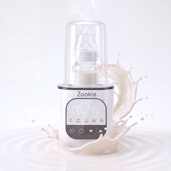 Zookie® Nova Flessenwarmer - Elektrische Flesverwarmer 5-in-1 - Opwarmen, Ontdooien, Warmhouden, Babyvoeding Verwarmen & Steriliseren - Geschikt voor Alle Babyflessen - Dubbel Display - Werkt op Netstroom - BPA vrij - Wit