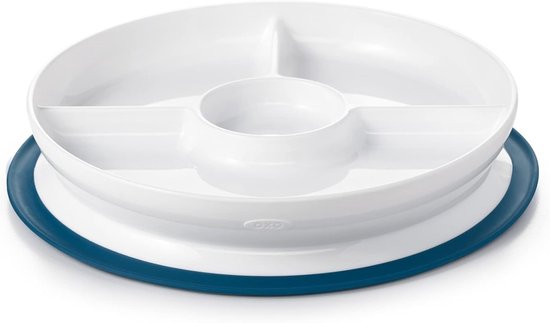 Zuignap Bord - Kinderservies - Zelfstandig Eten - Plakt aan Tafel - Verdeelde Secties - Marineblauw van Merkloos