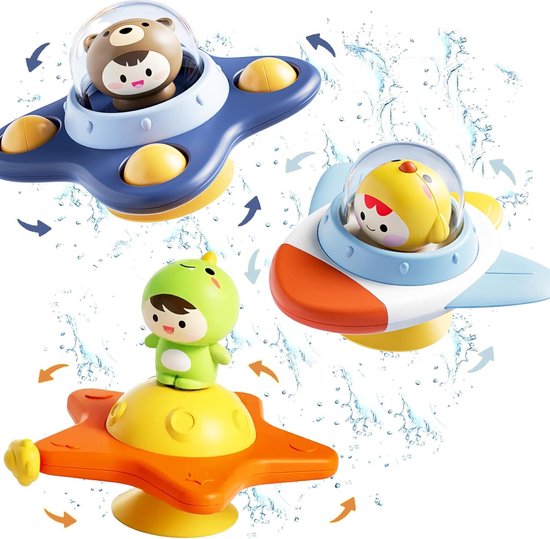 Zuignap Spinner Speelgoed - Bad Rotator Baby - Baby Badspeelgoed - Cartoon Vorm - 3 Stuks - Multicolor
