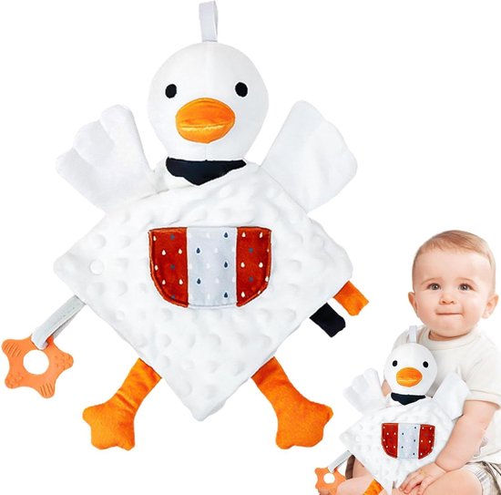 Zwaan Handpop - Pluche Speelgoed - Baby Kalmeren - Zachte Stof - 38 x 25 cm - Wit