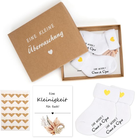 Zwangerschap Aankondiging Cadeauset voor Aanstaande Opa en Oma - Sokken en Kaart van Merkloos