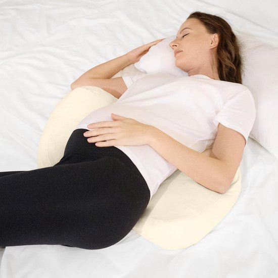Zwangerschap Lichaamskussen - Dubbele wig voor lichaam buik rugsteun versnipperd schuim zijslapen - Comfortabel slapen tijdens zwangerschap Pregnancy pillow van Pharmedoc