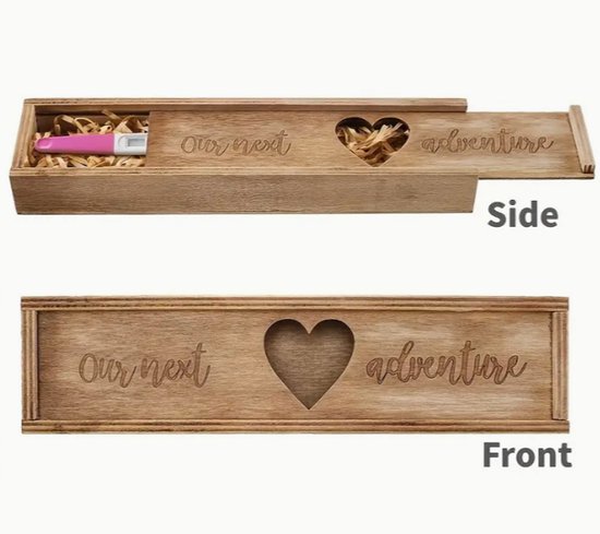 Zwangerschapsaankondiging houten doos Our next adventure - zwangerschapsaankondiging - zwangerschap aankondiging - bekendmaking zwangerschap van Kardias Club