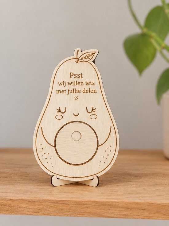 Zwangerschapsaankondiging - jullie worden opa en oma - Houten avocado - zwanger - Handgemaakt in Nederland - Verrassing - puzzle