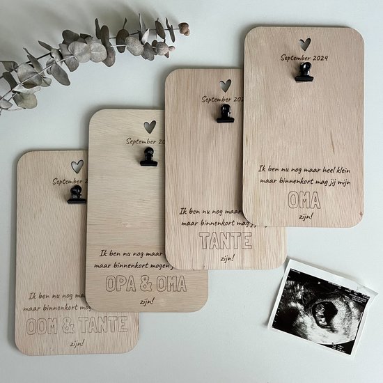 Zwangerschapsaankondiging – oom en tante - Zwangerschap aankondigen - Baby op komst - Baby echo van Blij Suikervrij.