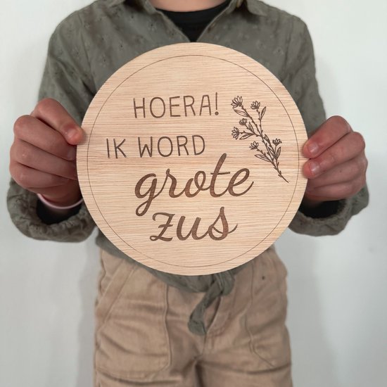 Zwangerschapsaankondiging Rond – Hoera! Ik word grote zus - Hoera! Ik word grote broer - Grote zus - Grote broer - Zwangerschapsaankondiging - Big Sister - Big Brother - Aankondiging Zwangerschap - Bekendmaking Zwangerschap - Gender Reveal van Huisjeboompjeboefje
