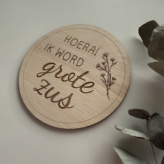 Zwangerschapsaankondiging Rond - Hoera! Ik word grote zus - Hoera! Ik word grote broer - Grote zus - Grote broer - Zwangerschapsaankondiging - Big Sister - Big Brother - Aankondiging Zwangerschap - Bekendmaking Zwangerschap - Gender Reveal