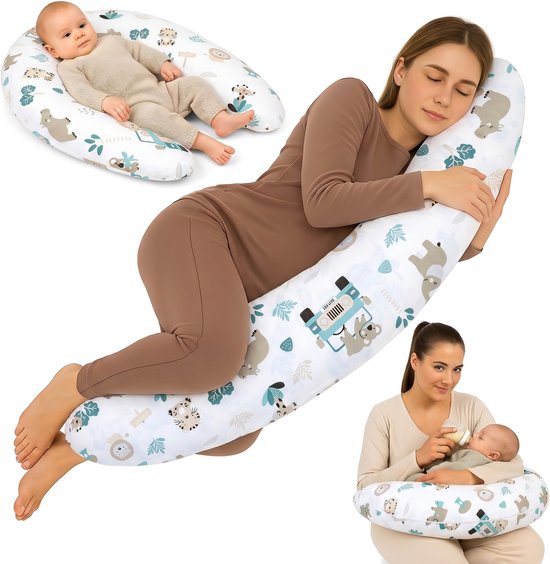 Zwangerschapskussen 190 cm Kussen – body pillow voor zwangeren steun rug buik hoes van katoen wasbaar afneembaar ergonomisch – OEKO-TEX gecertificeerd Afrika