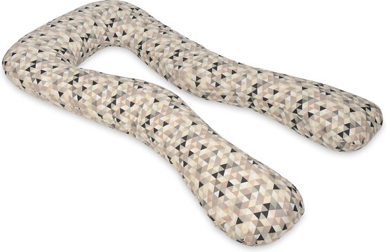 Zwangerschapskussen - 300 cm - 100% katoen - beige tinten driehoekjes van Litollo