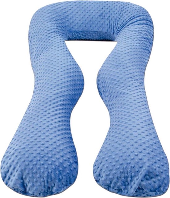 Zwangerschapskussen - 300 cm - minky dot - blauw van Byzure