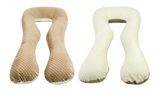 Zwangerschapskussen - 300 cm - minky dot - crème beige van Merkloos