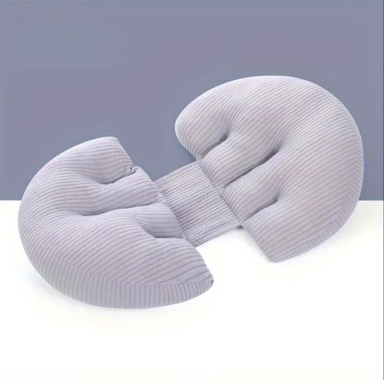Zwangerschapskussen - Afneembare Hoes - Zijslaapkussen volwassenen - Lichaamskussen - body pillow - Extra ondersteuning rug - geribbeld - grijs van $