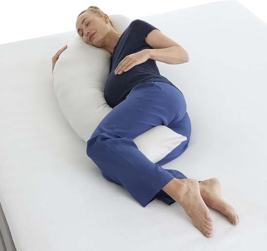 Zwangerschapskussen J-vorm - Voedingskussen - Zijslaapkussen - Body pillow - Aanpasbaar in hardheid - Grijs van ZenSleeper