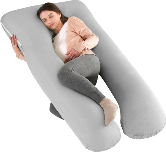 Zwangerschapskussen - Kussen om te slapen U-vormig kussen voor volledige ondersteuning van rug heupen benen - afneembare hoes (blauw) van Pharmedoc
