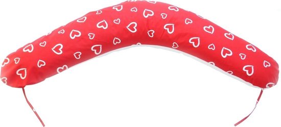 Zwangerschapskussen - met touwtjes - 145 cm - rood met hartjes van Litollo