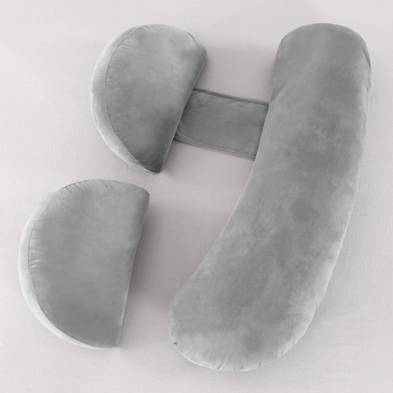 Zwangerschapskussen om te slapen, Full Body Maternity Kussen met afneembaar en verstelbaar kussensloop, Ondersteuning voor rug, benen, Belly, HIPS voor zwangere vrouwen (grijs) van Chilling Home