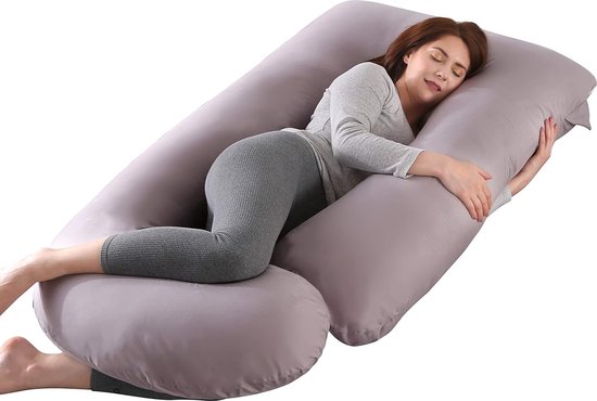 Zwangerschapskussen Zijslaapkussen Voedingskussen U-vormig XXL-steunkussen 70 * 145CM Groot lichaamskussen met afneembare en wasbare hoes, U-vormig zwangerschapslichaamskussen van Koala Babycare