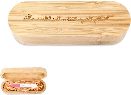 Zwangerschapstest Houder - Zwangerschapstestgeschenk - Houten - Raffiapapier - Zwangerschapsaankondiging - Babygeheugen - Vader en Moeder - Geschenkendoos - Kleurrijk - Unisex - Handig van House of Thabo