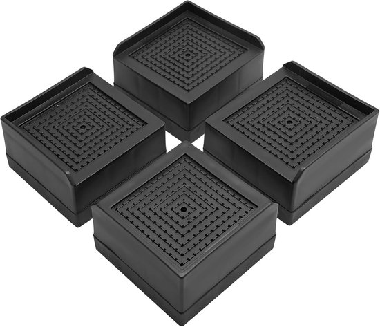 Zware Meubelverhogers Zwart Vierkant (4 stuks) - Verstelbare Poten voor Bed, Tafel en Bank van Merkloos